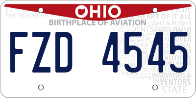 OH license plate FZD4545