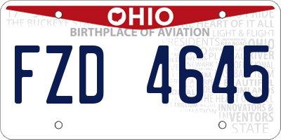 OH license plate FZD4645