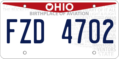 OH license plate FZD4702