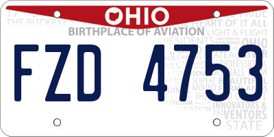 OH license plate FZD4753