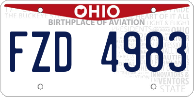 OH license plate FZD4983