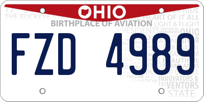 OH license plate FZD4989