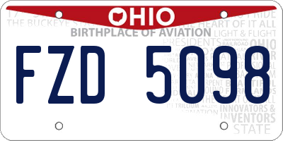 OH license plate FZD5098