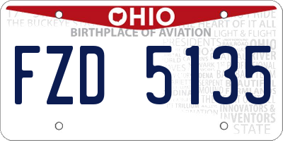 OH license plate FZD5135