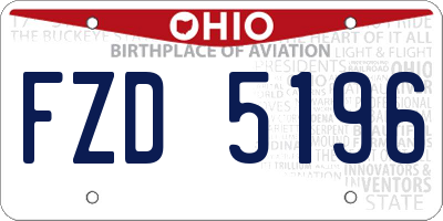 OH license plate FZD5196