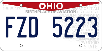 OH license plate FZD5223