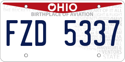 OH license plate FZD5337