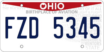 OH license plate FZD5345