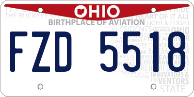 OH license plate FZD5518