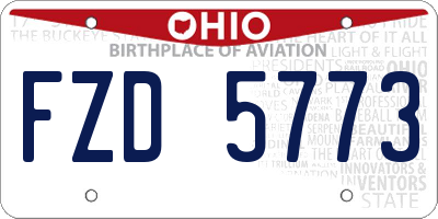 OH license plate FZD5773