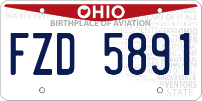 OH license plate FZD5891