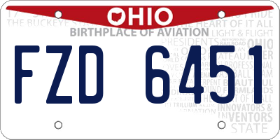 OH license plate FZD6451