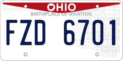 OH license plate FZD6701