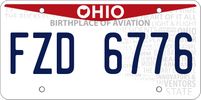 OH license plate FZD6776