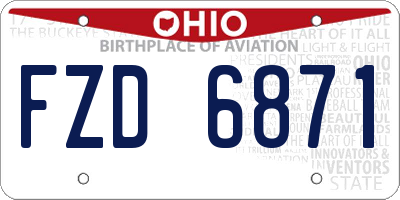 OH license plate FZD6871