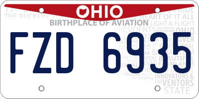 OH license plate FZD6935