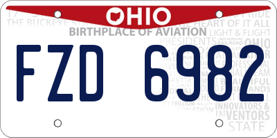 OH license plate FZD6982