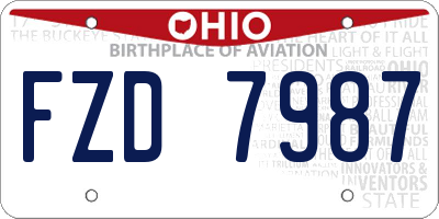 OH license plate FZD7987