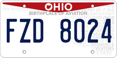 OH license plate FZD8024