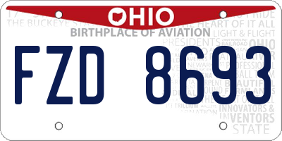 OH license plate FZD8693
