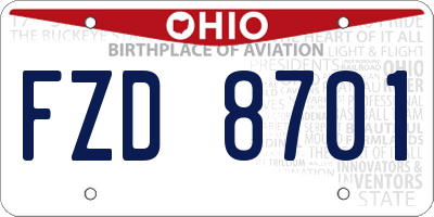 OH license plate FZD8701