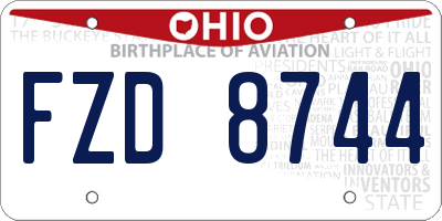 OH license plate FZD8744