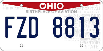 OH license plate FZD8813