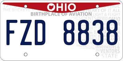 OH license plate FZD8838