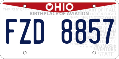 OH license plate FZD8857