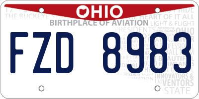 OH license plate FZD8983
