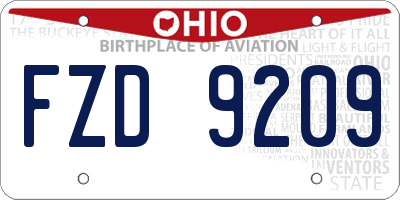 OH license plate FZD9209