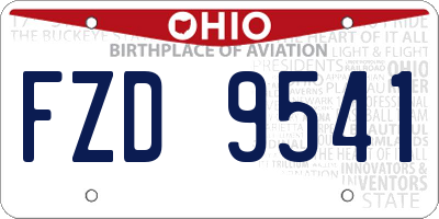 OH license plate FZD9541