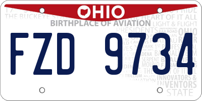 OH license plate FZD9734