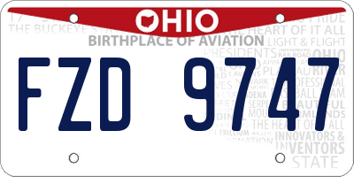 OH license plate FZD9747