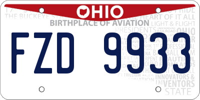 OH license plate FZD9933
