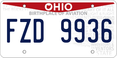 OH license plate FZD9936