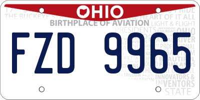 OH license plate FZD9965