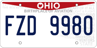 OH license plate FZD9980