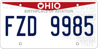 OH license plate FZD9985