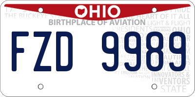 OH license plate FZD9989