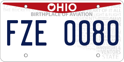 OH license plate FZE0080