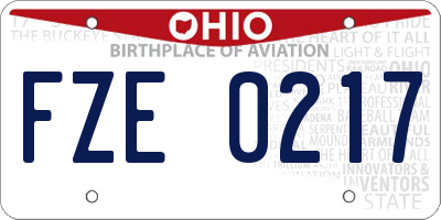 OH license plate FZE0217