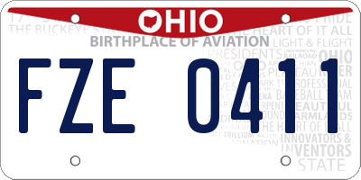 OH license plate FZE0411