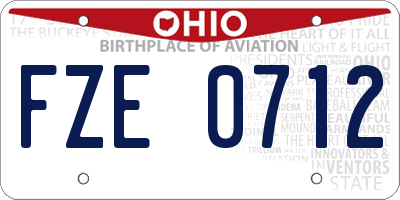 OH license plate FZE0712