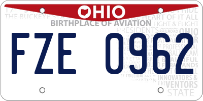 OH license plate FZE0962