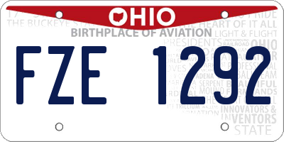 OH license plate FZE1292
