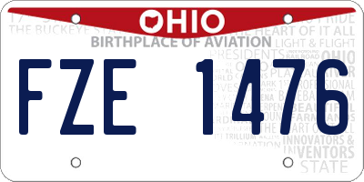 OH license plate FZE1476