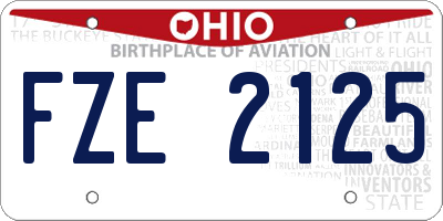 OH license plate FZE2125
