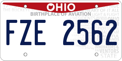 OH license plate FZE2562