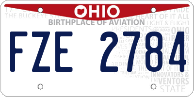 OH license plate FZE2784